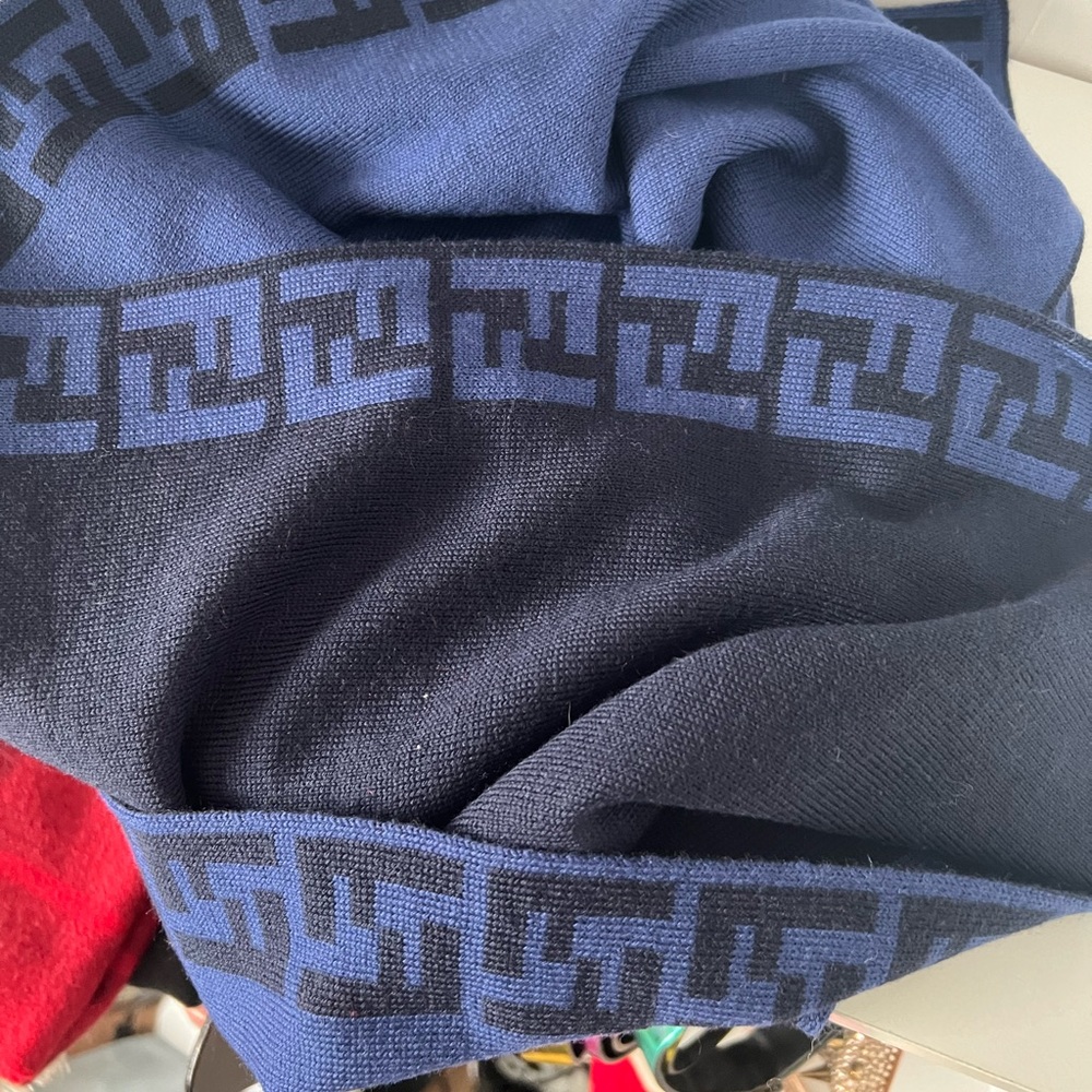 Authentic Fendi FF Monogram Winter Scarf Blue
